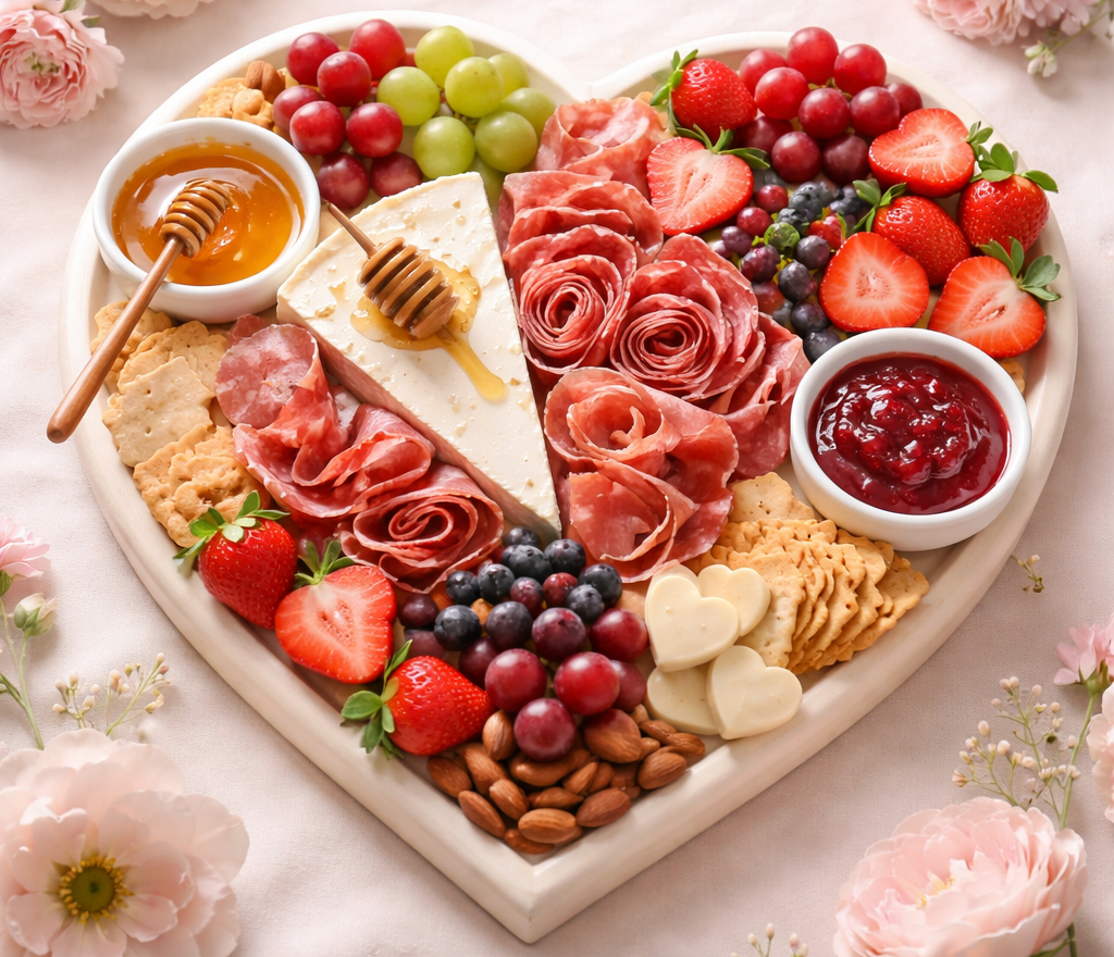 No-Cook Heart-Shaped Charcuterie Board Ideas