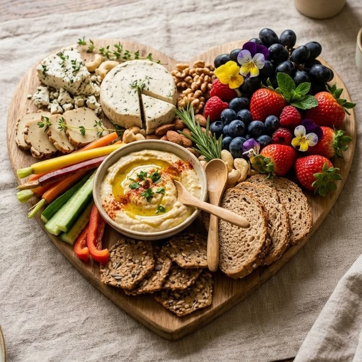 Heart-Shaped Charcuterie Board Ideas Without Meat