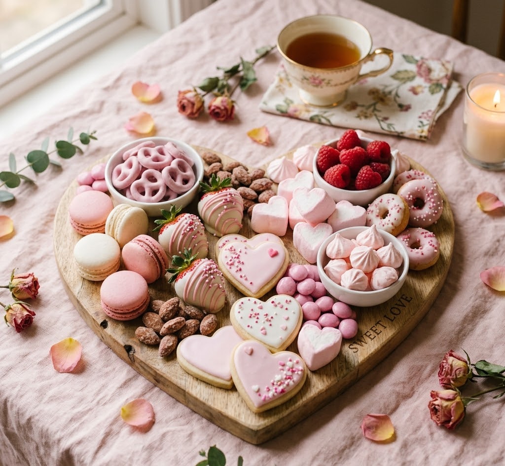 Dessert-Only Heart-Shaped Charcuterie Board Ideas